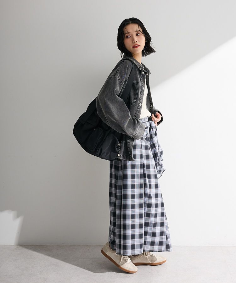 Green Parks「【しゃれシャツ】イージーケアチェックボリュームスカート」|フレア|