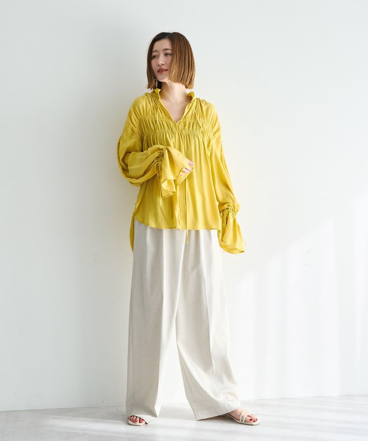 Editt by YECCA VECCA「シャーリングギャザーリボンブラウス」|シャツ・ブラウス|