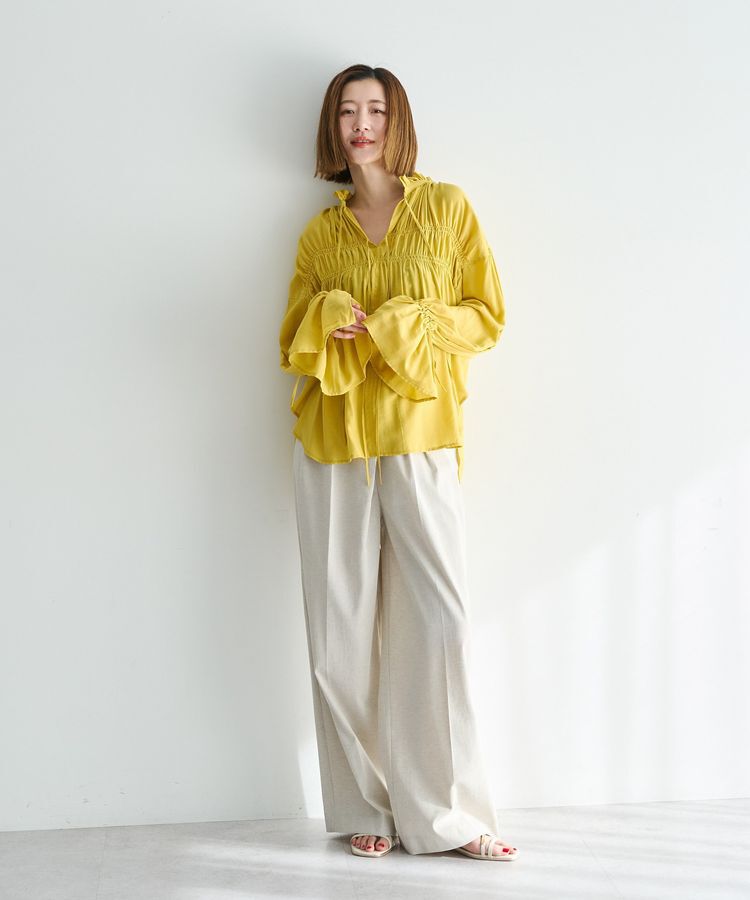 Editt by YECCA VECCA「シャーリングギャザーリボンブラウス」|シャツ・ブラウス|