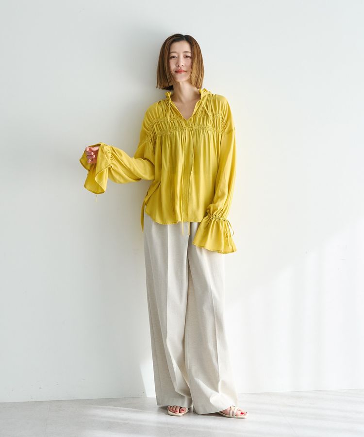 Editt by YECCA VECCA「シャーリングギャザーリボンブラウス」|シャツ・ブラウス|