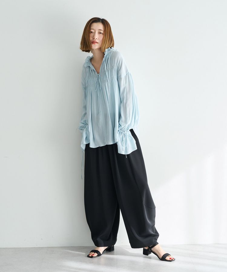 Editt by YECCA VECCA「シャーリングギャザーリボンブラウス」|シャツ・ブラウス|