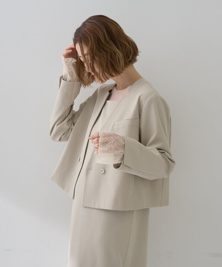 YECCA VECCA「袖レースシアートップス」|Tシャツ・カットソー|