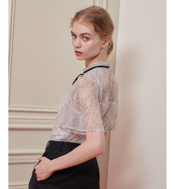 LOULOU WILLOUGHBY「【LOULOU WILLOUGHBY】レースリボンフレアスリーブブラウス」|シャツ・ブラウス|オフホワイト