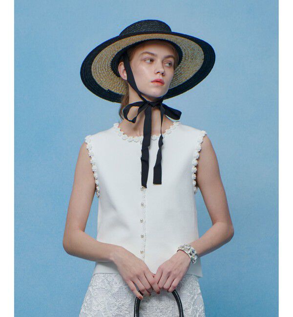 LOULOU WILLOUGHBY「【LOULOU WILLOUGHBY】クロッシェフラワートリミングプルオーバー」|ニット・セーター|