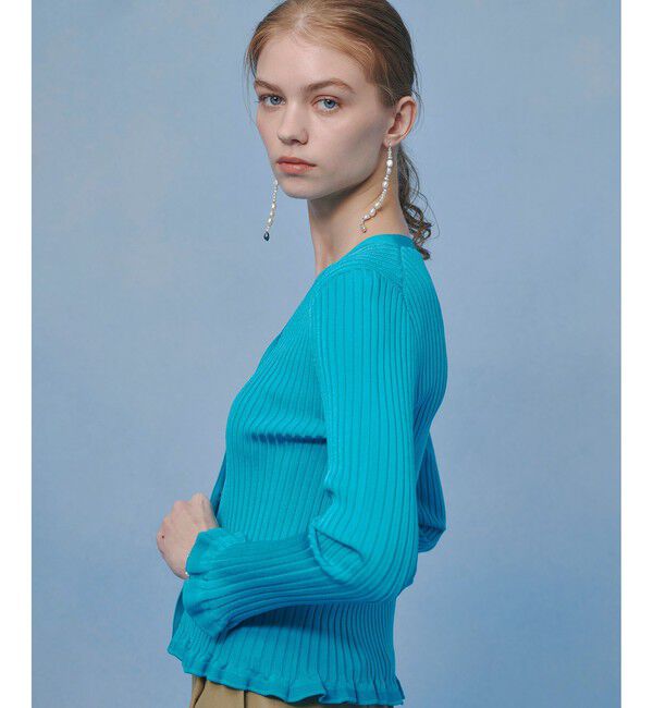 LOULOU WILLOUGHBY「【LOULOU WILLOUGHBY】ワイドリブヘムフリルカーディガン」|カーディガン|