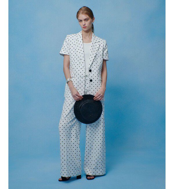 LOULOU WILLOUGHBY「【LOULOU WILLOUGHBY】リネン混ドットハーフスリーブジャケット」|テーラードジャケット|