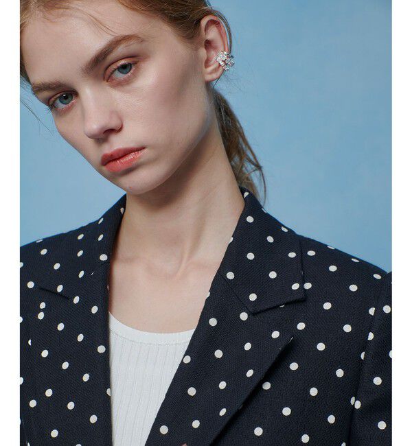 LOULOU WILLOUGHBY「【LOULOU WILLOUGHBY】リネン混ドットハーフスリーブジャケット」|テーラードジャケット|