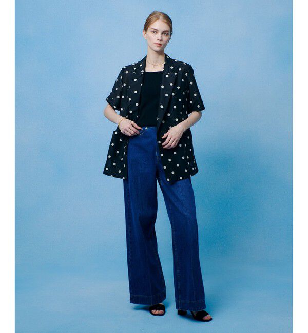 LOULOU WILLOUGHBY「【LOULOU WILLOUGHBY】オーガンドットハーフスリーブジャケット」|テーラードジャケット|