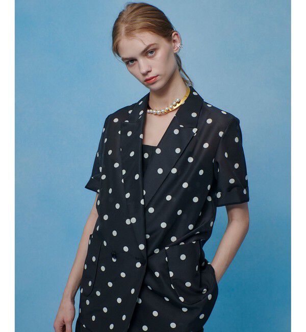 LOULOU WILLOUGHBY「【LOULOU WILLOUGHBY】オーガンドットハーフスリーブジャケット」|テーラードジャケット|