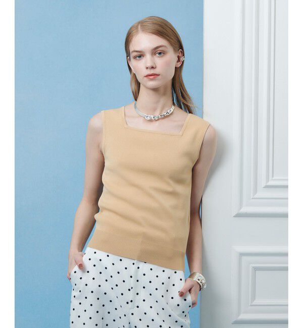 LOULOU WILLOUGHBY「【LOULOU WILLOUGHBY】スクエアタンクトップ」|タンクトップ|ベージュ