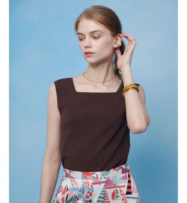 LOULOU WILLOUGHBY「【LOULOU WILLOUGHBY】スクエアタンクトップ」|タンクトップ|モカ