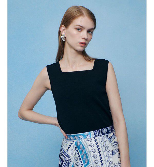 LOULOU WILLOUGHBY「【LOULOU WILLOUGHBY】スクエアタンクトップ」|タンクトップ|ブラック