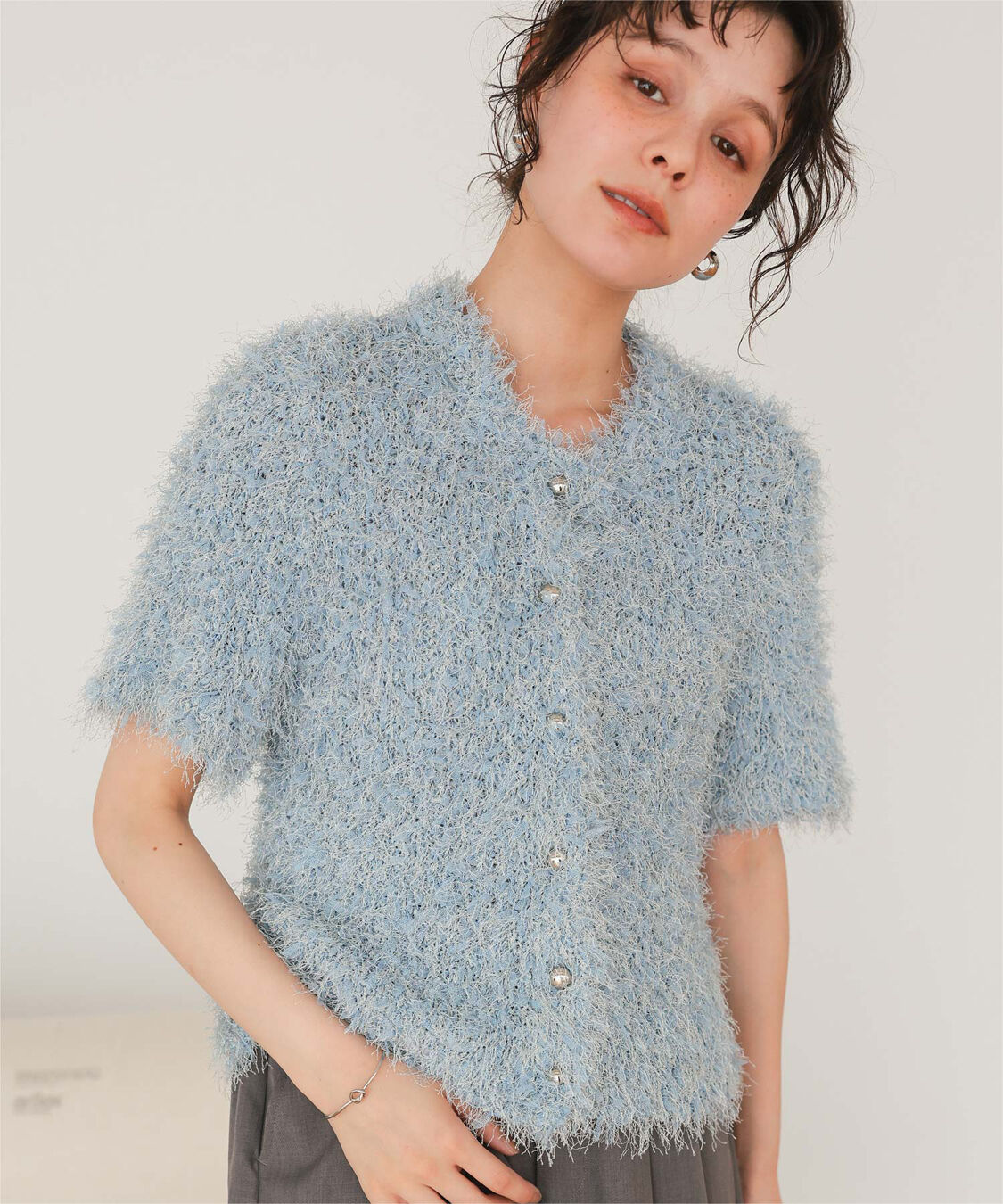 titivate「ハーフスリーブシャギーニットトップス」|ニット・セーター|