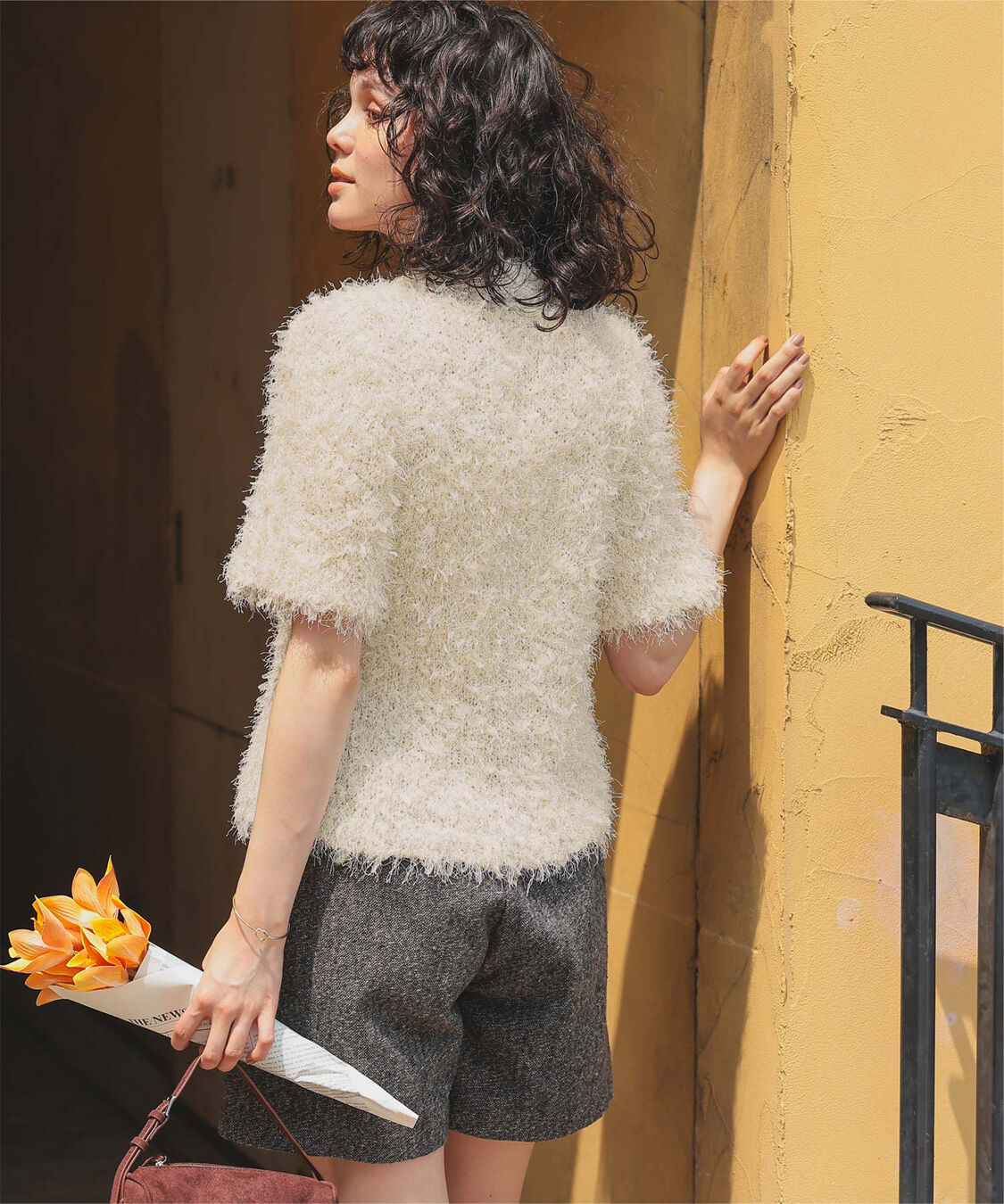 titivate「ハーフスリーブシャギーニットトップス」|ニット・セーター|