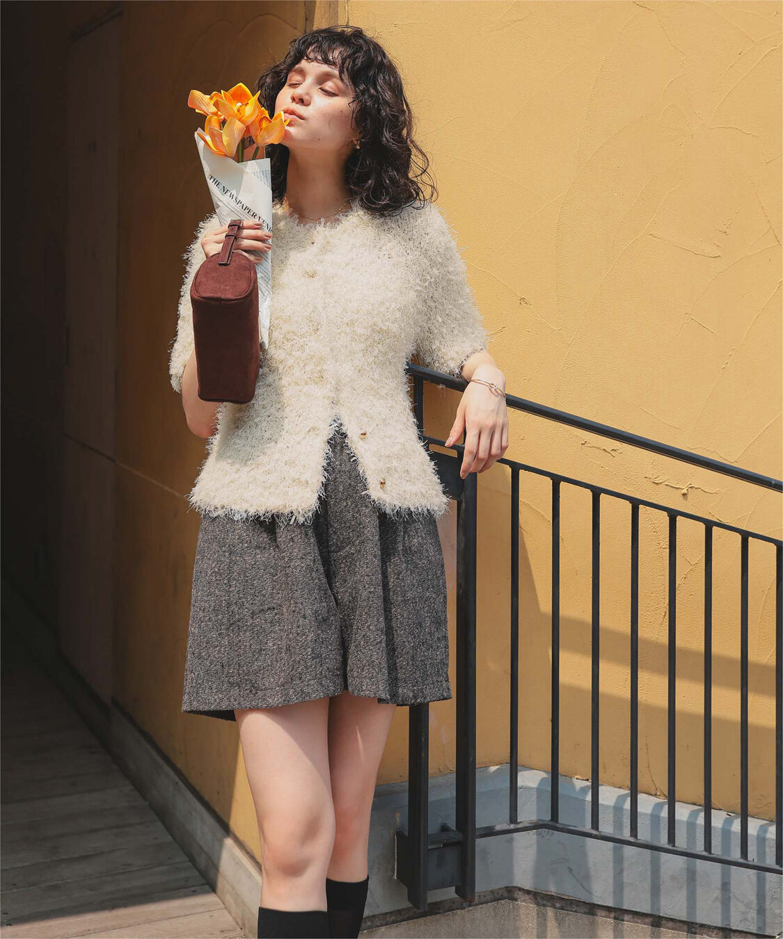 titivate「ハーフスリーブシャギーニットトップス」|ニット・セーター|