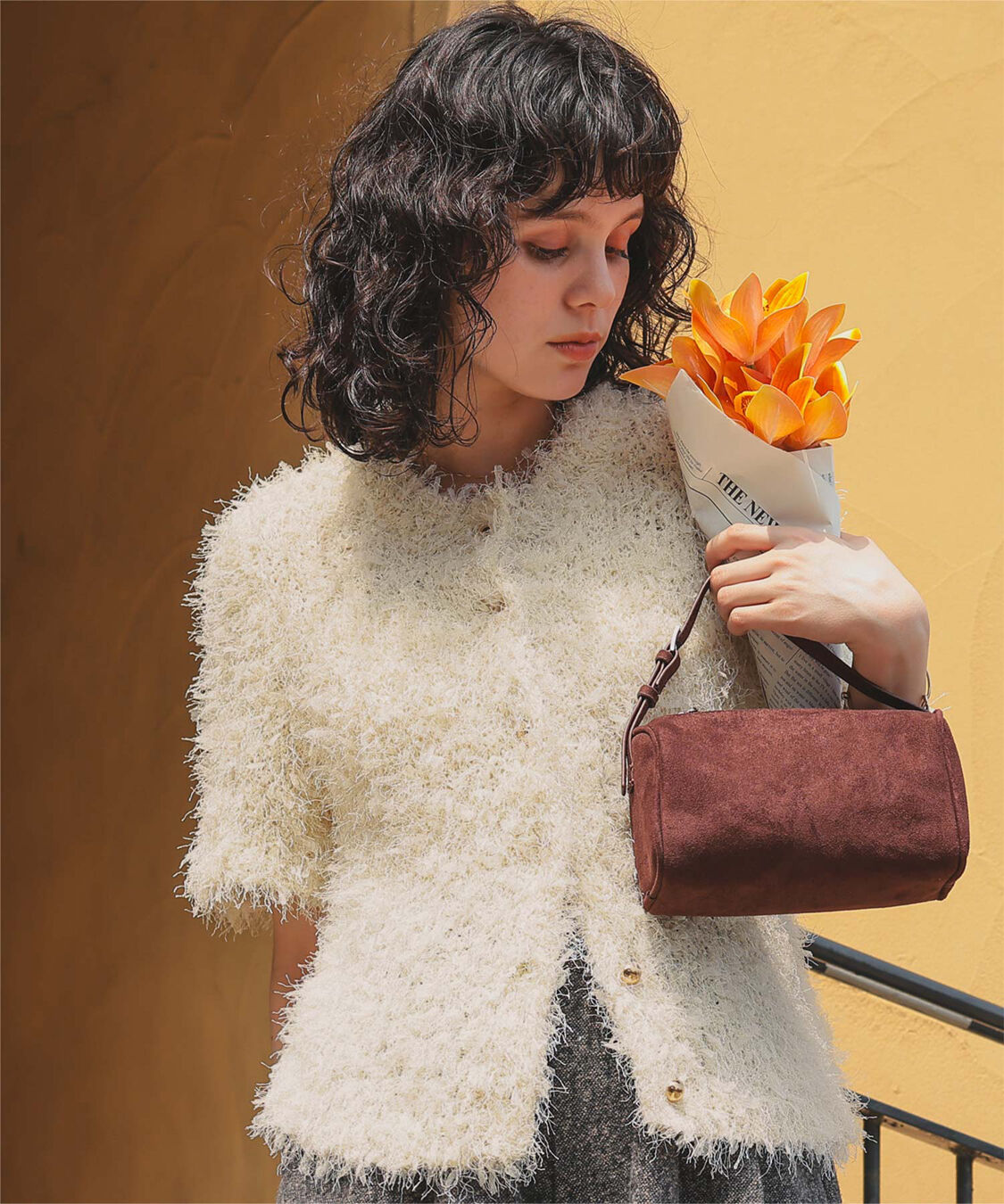 titivate「ハーフスリーブシャギーニットトップス」|ニット・セーター|