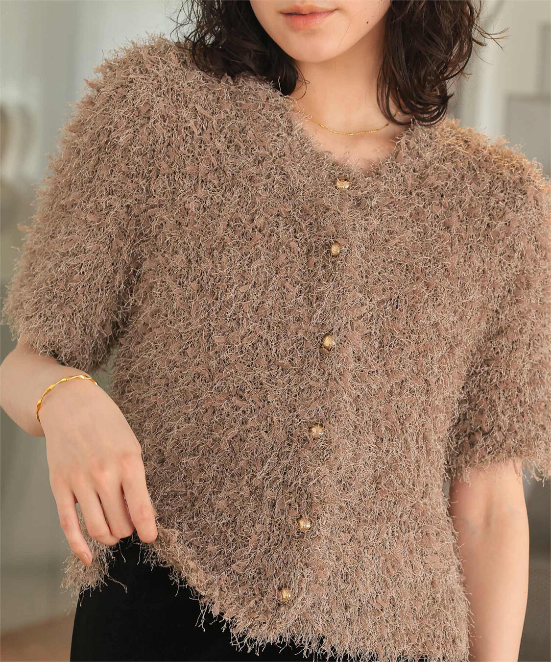 titivate「ハーフスリーブシャギーニットトップス」|ニット・セーター|