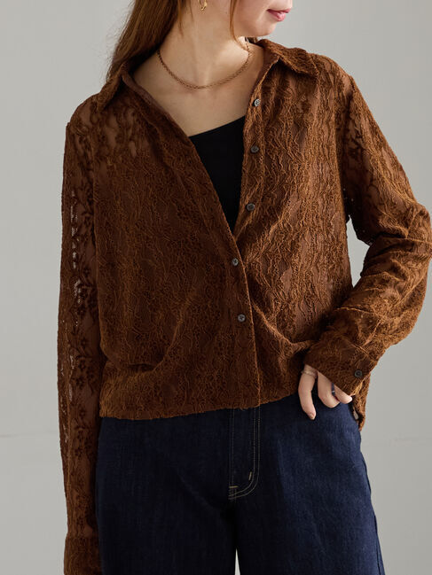 Te chichi「起毛レースシャツ」|シャツ・ブラウス|ブラウン