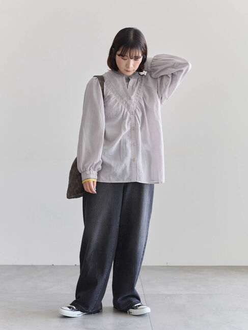 Samansa Mos2 blue「切替タックブラウス」|シャツ・ブラウス|