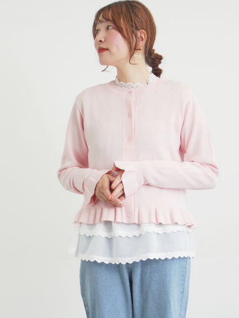 Samansa Mos2「フリルニットカーディガン」|カーディガン|