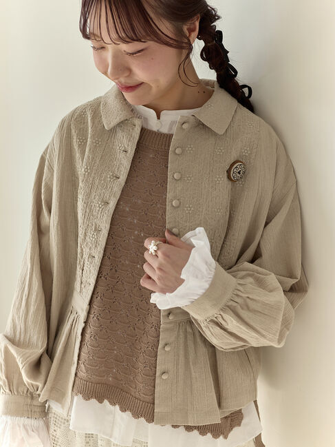 Samansa Mos2「【Cross&times;Staff】ブローチ付シャツジャケット」|その他|