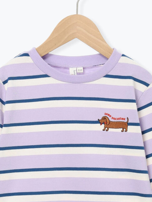 Samansa Mos2 Lagom「ダックスフント刺繍ボーダーロンT」|Tシャツ・カットソー|