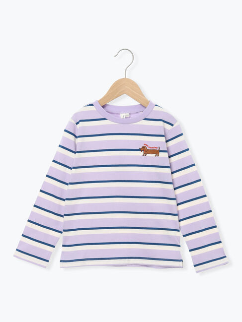 Samansa Mos2 Lagom「ダックスフント刺繍ボーダーロンT」|Tシャツ・カットソー|