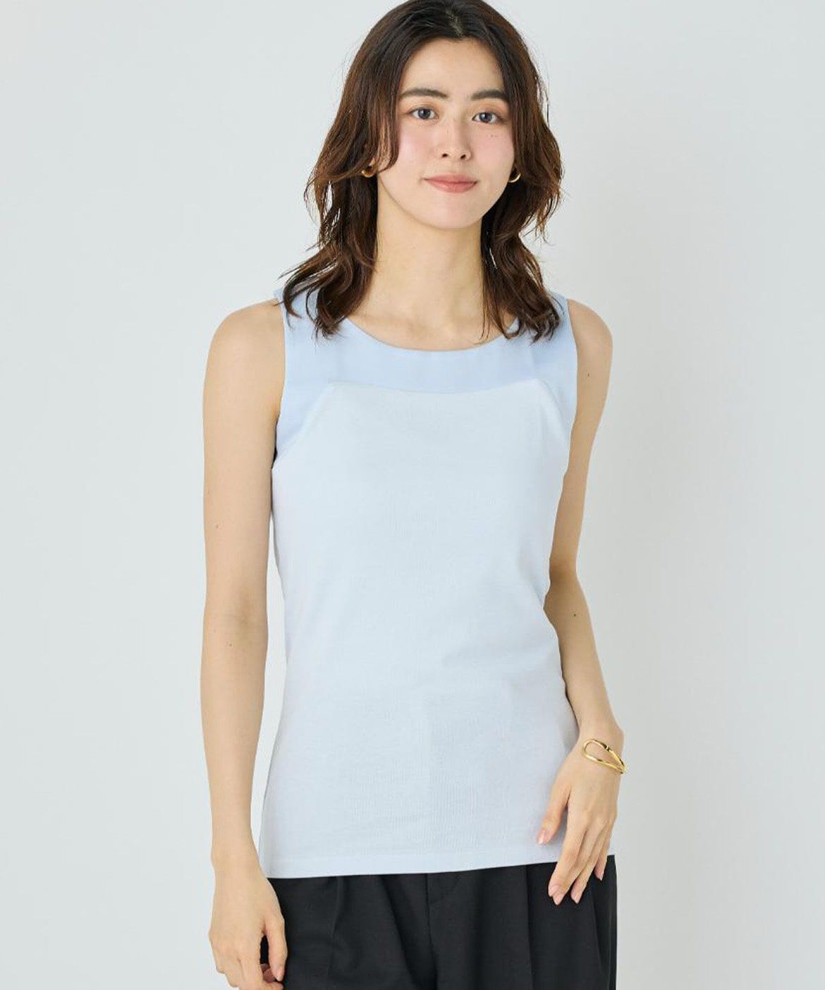 DAY by DAY it&rsquo;s international「サテン切り替えタンクトップ《スビン綿MIXフライス》」|タンクトップ|サックス3