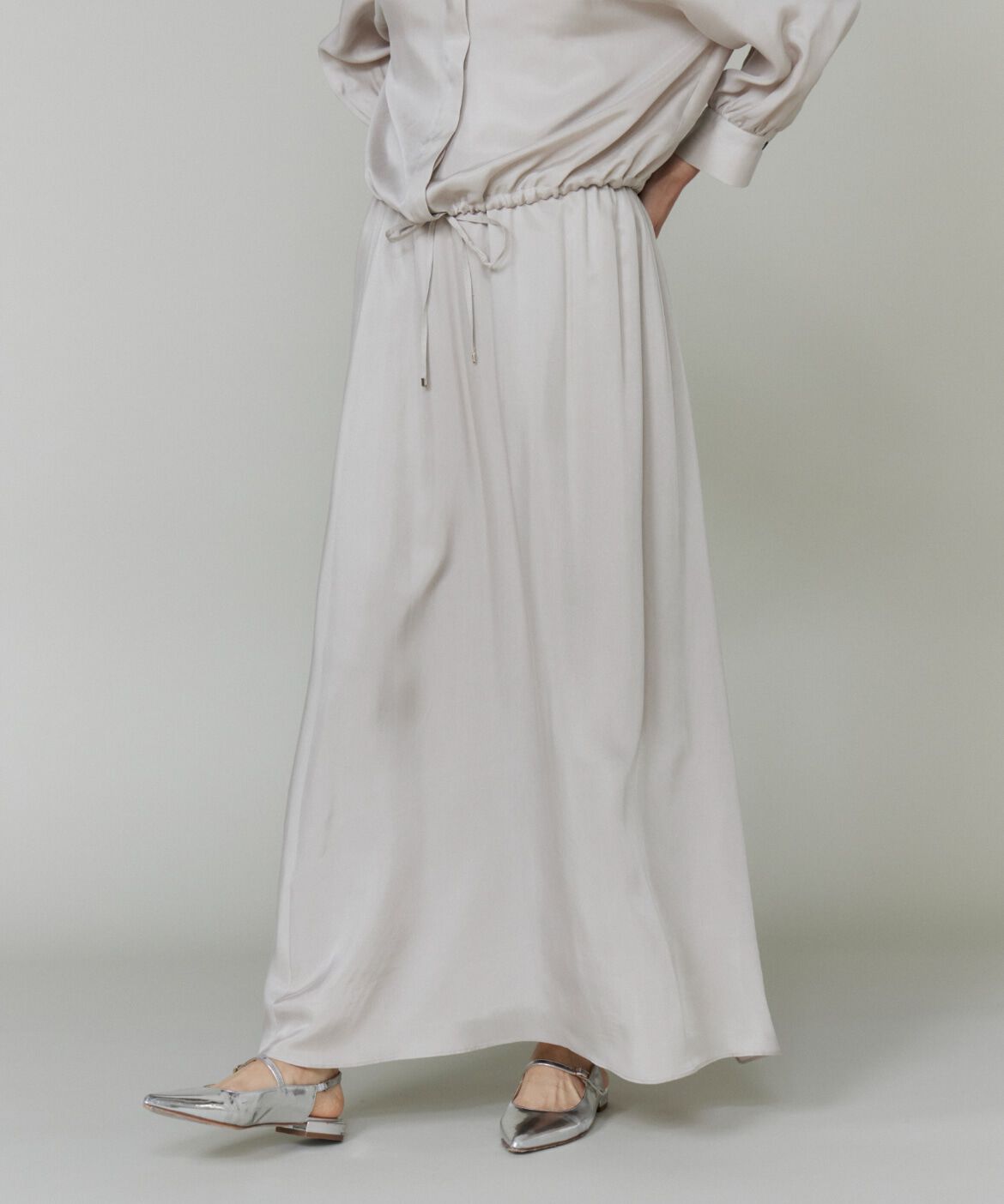 INED「《大きいサイズ》キュプラフィブリルフレアスカート」|スカート|