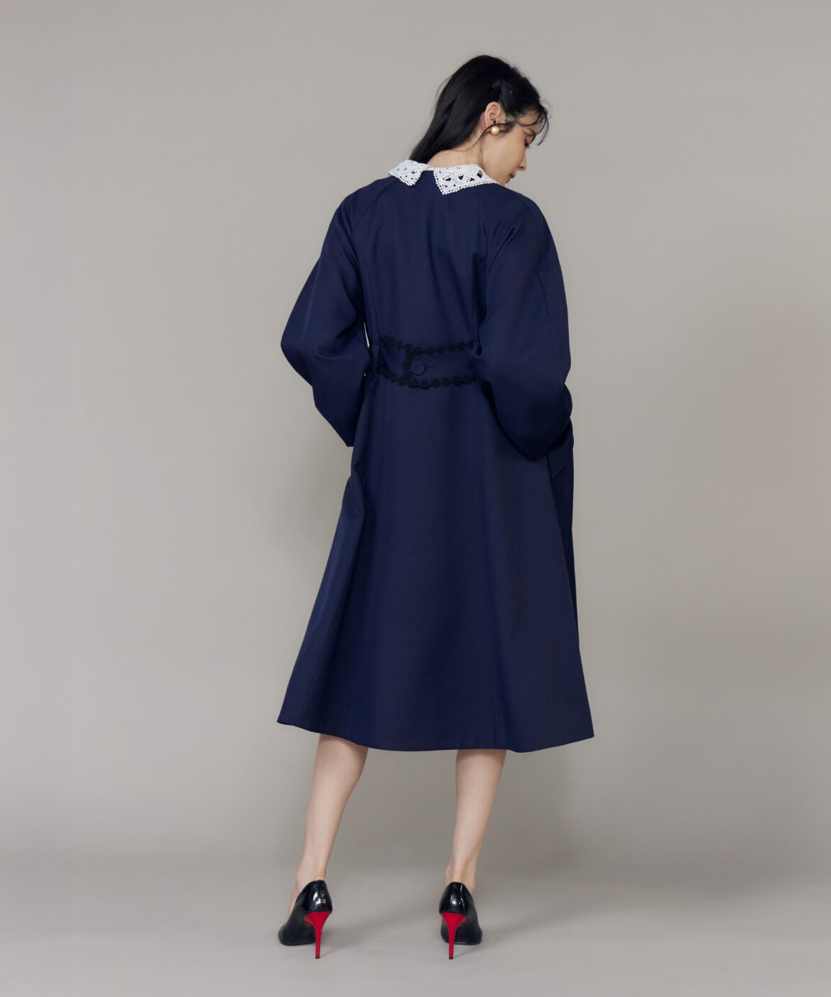 Maglie le cassetto「《大きいサイズ》配色フラワーレースコート《M Maglie le cassetto》」|ステンカラーコート|