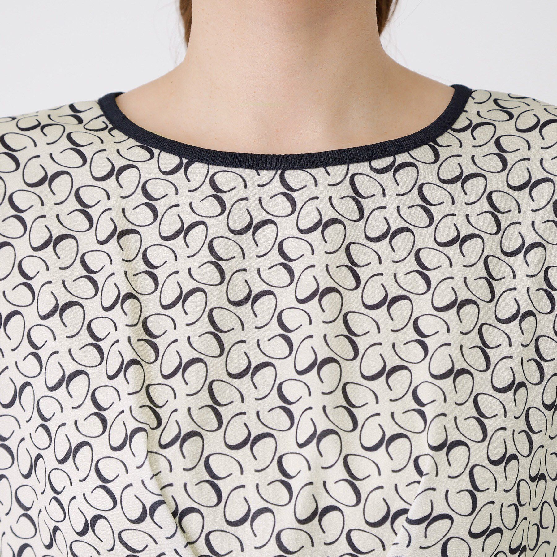 COUP DE CHANCE「【手洗い可】ニット&times;幾何柄プリントドッキングワンピース」|ワンピース|