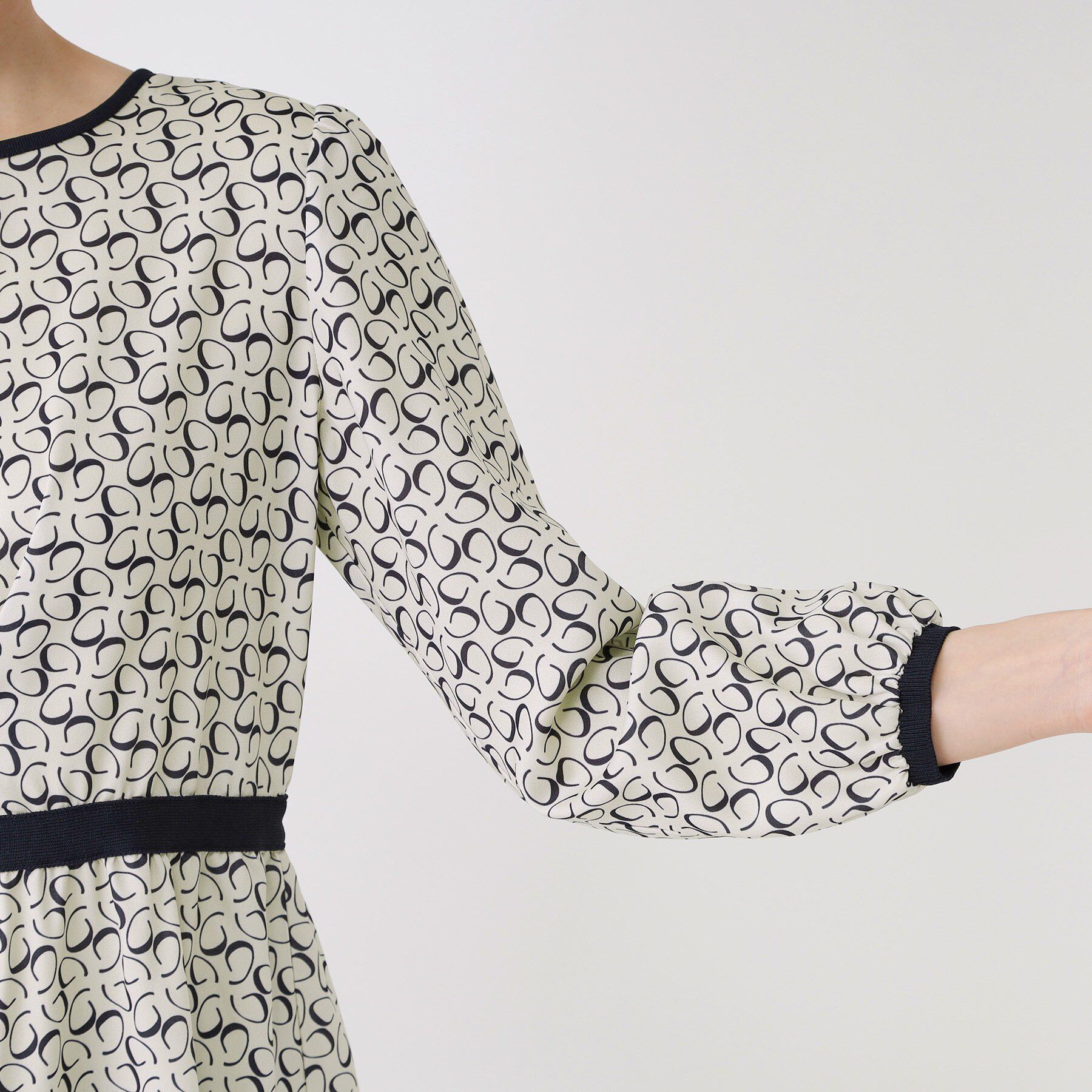 COUP DE CHANCE「【手洗い可】ニット&times;幾何柄プリントドッキングワンピース」|ワンピース|