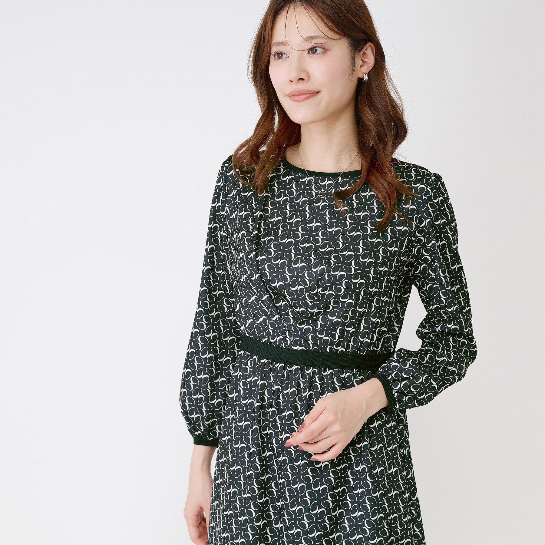 COUP DE CHANCE「【手洗い可】ニット&times;幾何柄プリントドッキングワンピース」|ワンピース|