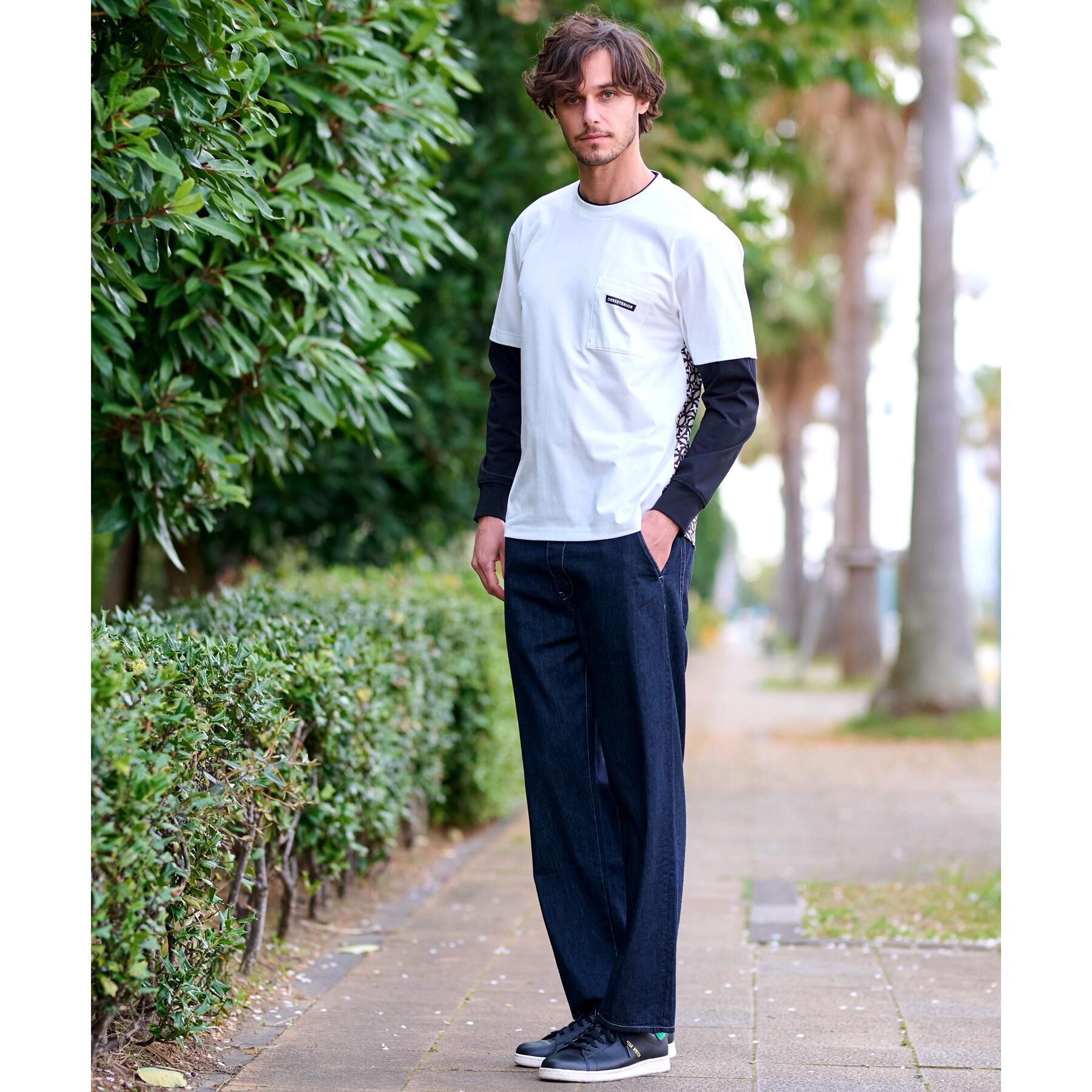 DRESSTERIOR「【接触冷感/UVカット】BACK BREEZE TECH バックオーバーラップサークルレイヤードロン」|Tシャツ・カットソー|