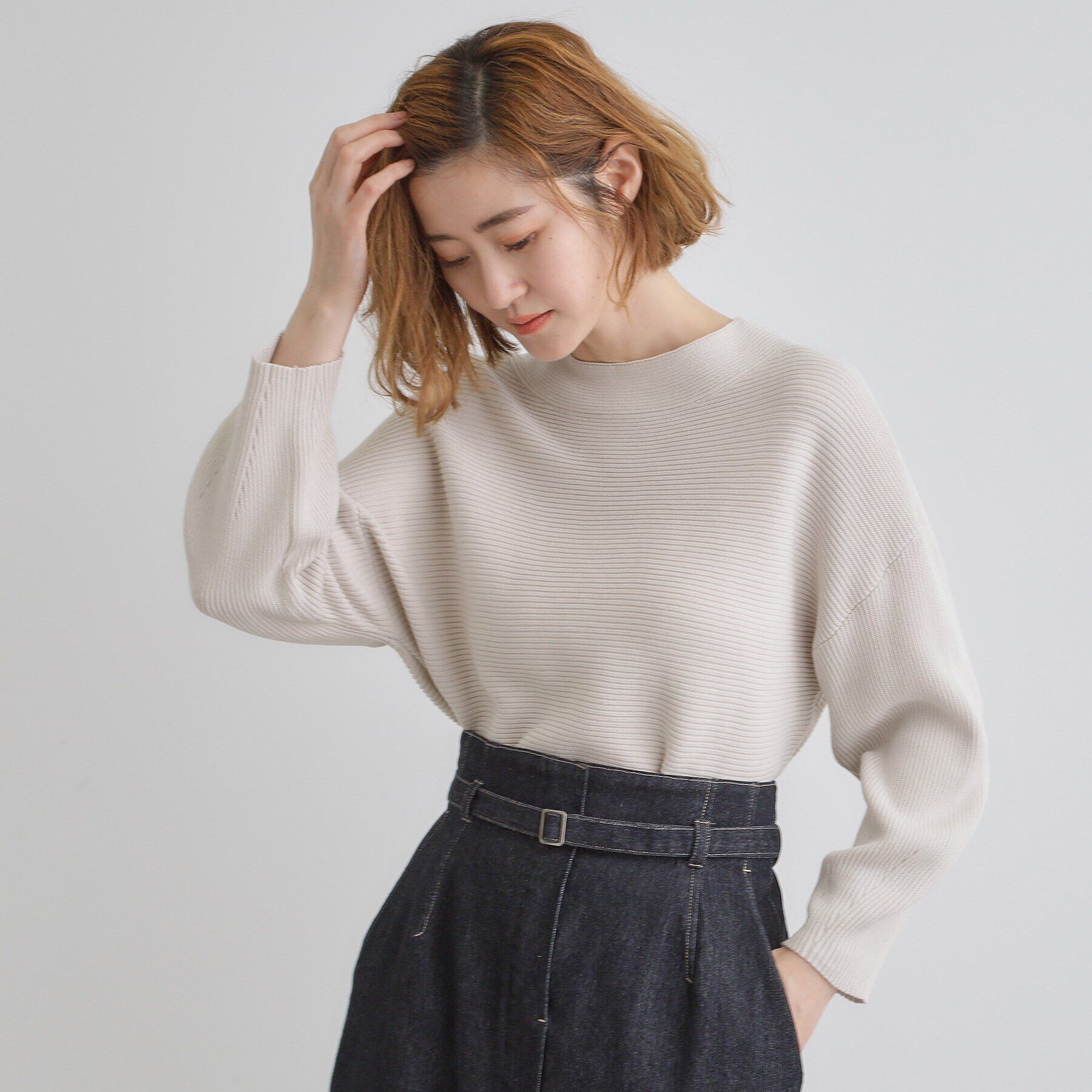 grove「コットンブレンドガーターニット」|ニット・セーター|