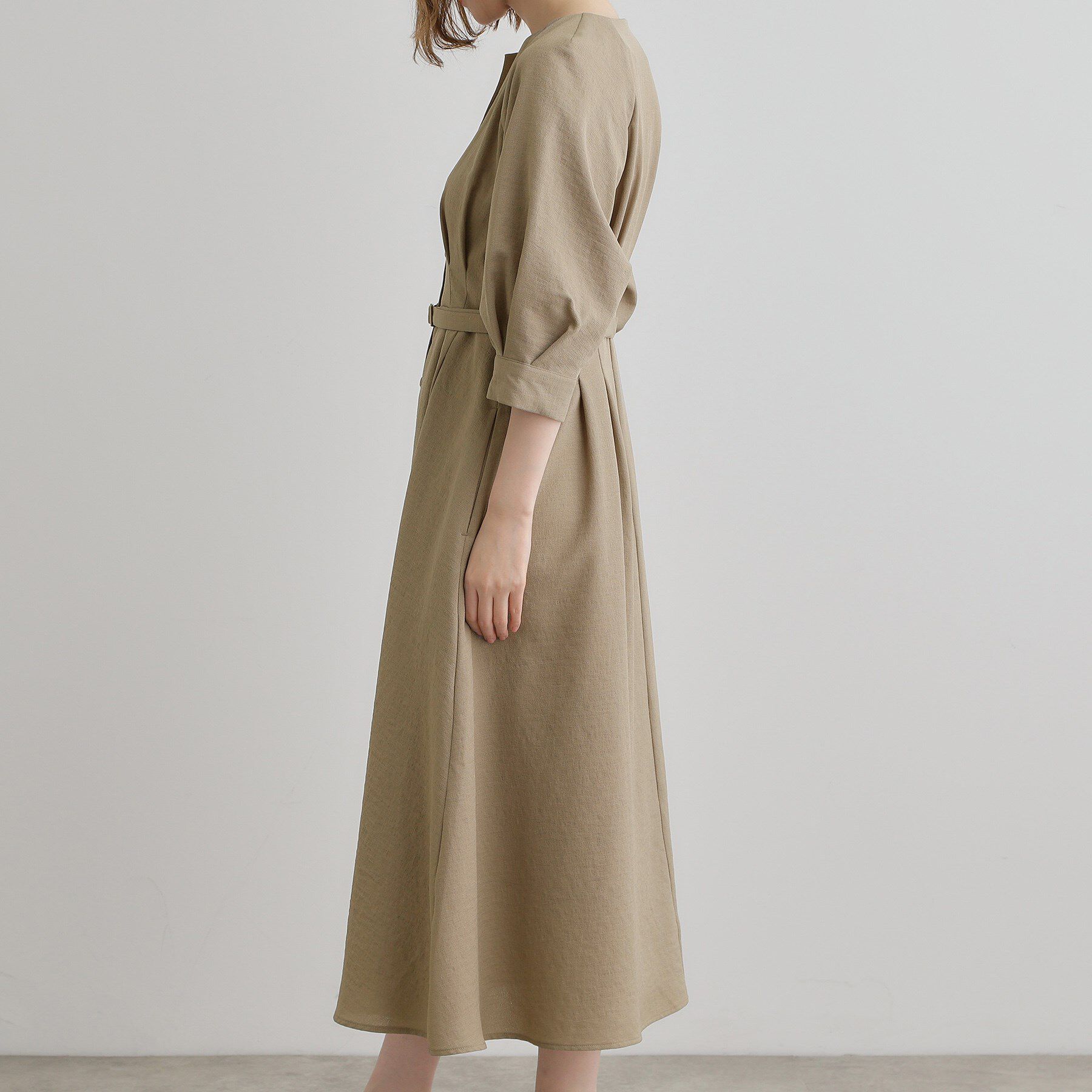 grove「麻調メッシュラグランスリーブワンピース」|ワンピース|