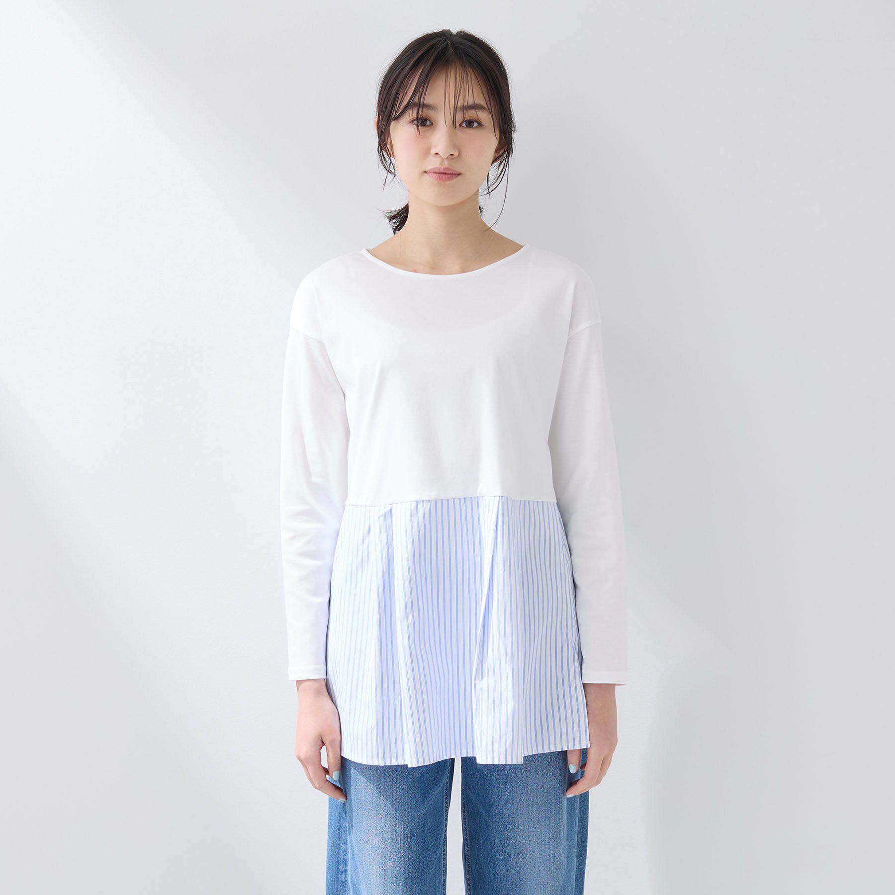 INDIVI「【レイヤードにおすすめ】切り替えデザイントップス」|Tシャツ・カットソー|