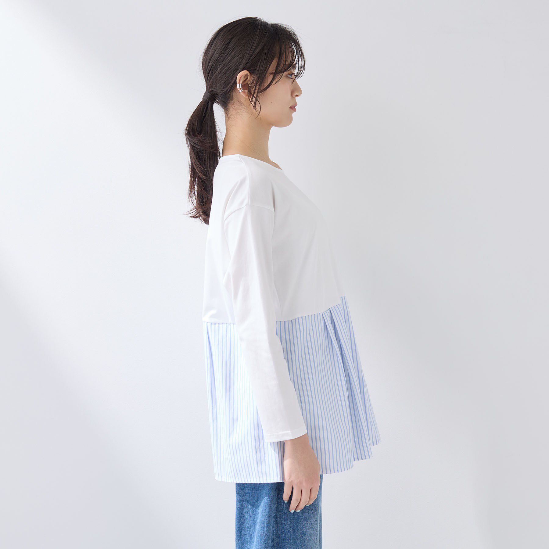 INDIVI「【レイヤードにおすすめ】切り替えデザイントップス」|Tシャツ・カットソー|