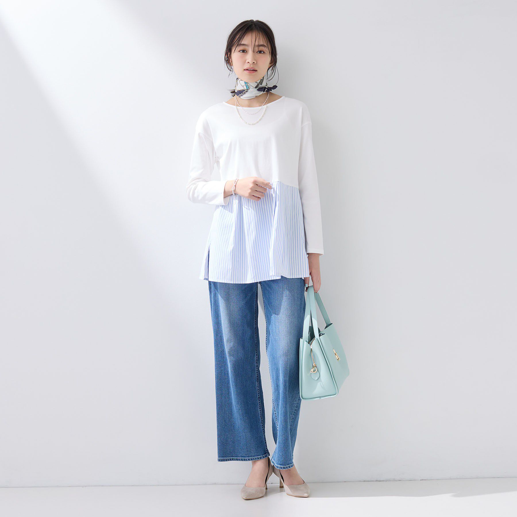 INDIVI「【レイヤードにおすすめ】切り替えデザイントップス」|Tシャツ・カットソー|