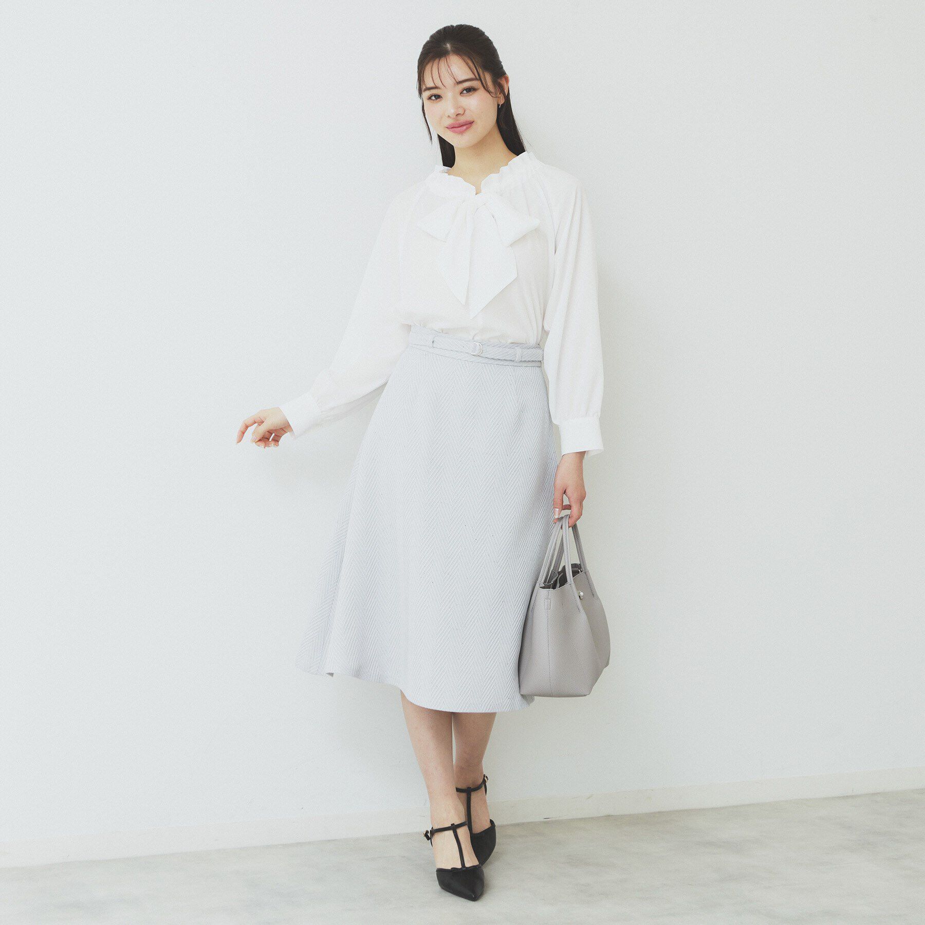 index「ツイードヘリンボーンフレアスカート【洗濯機洗い可/イージーアイロン】」|スカート|