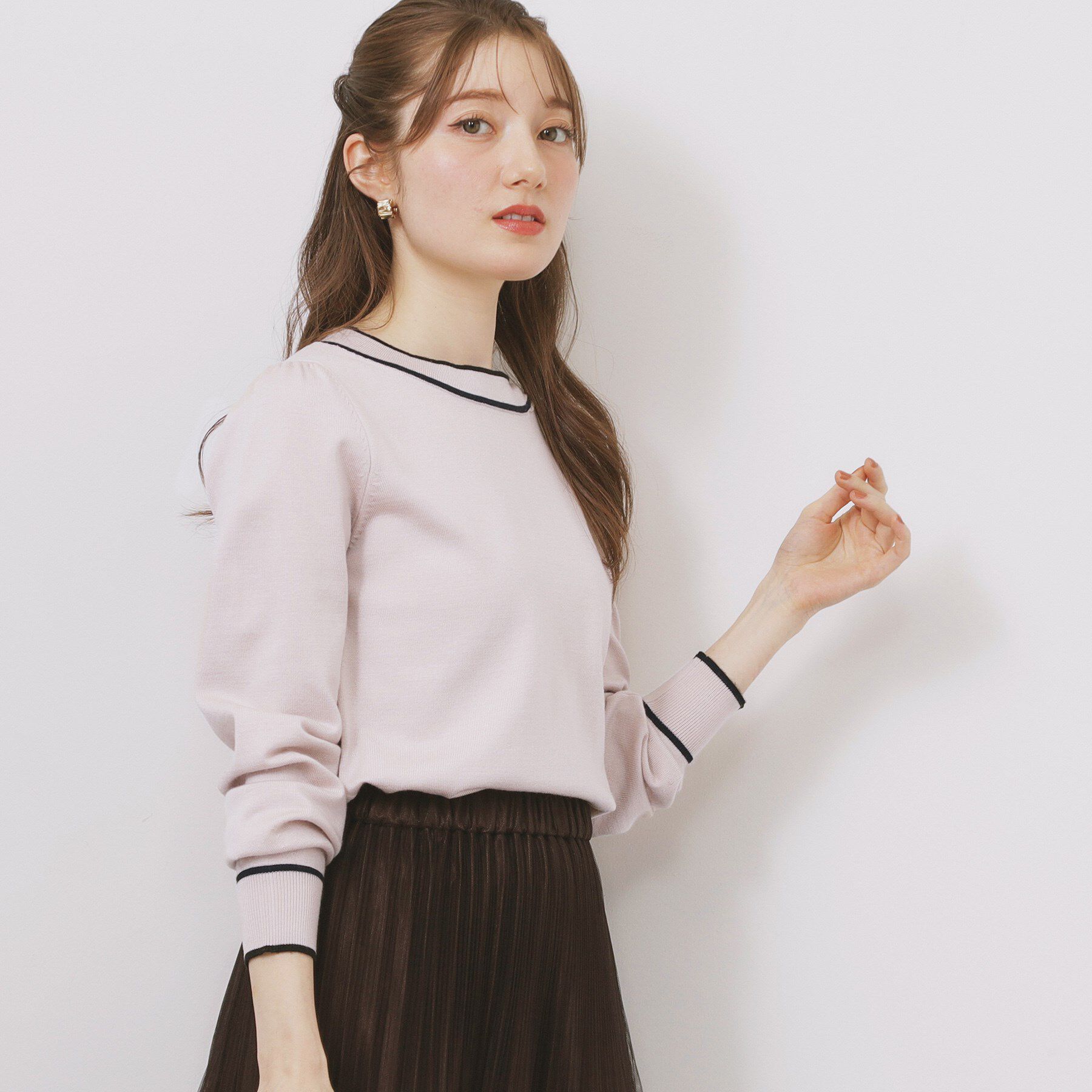 index「サイドリボンバイカラーニット【洗濯機OK】」|ニット・セーター|