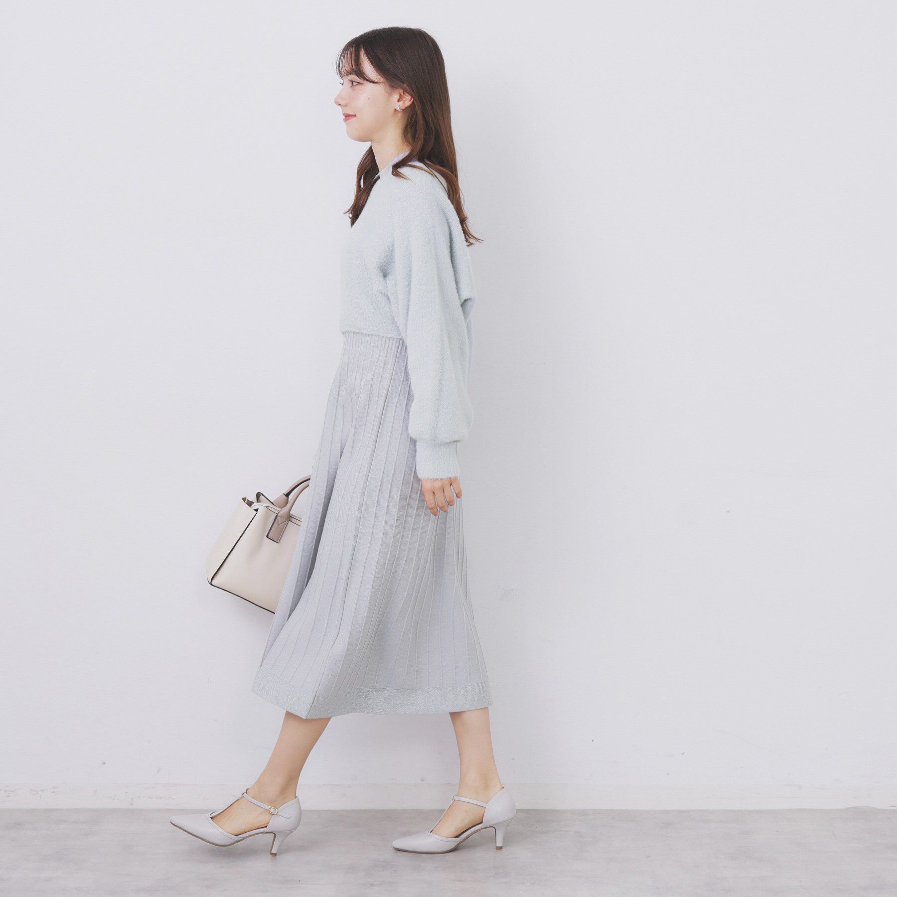 index「ラメフェザープルオーバーセット ニットワンピース【洗濯機OK】《XS～LL》」|スーツ|