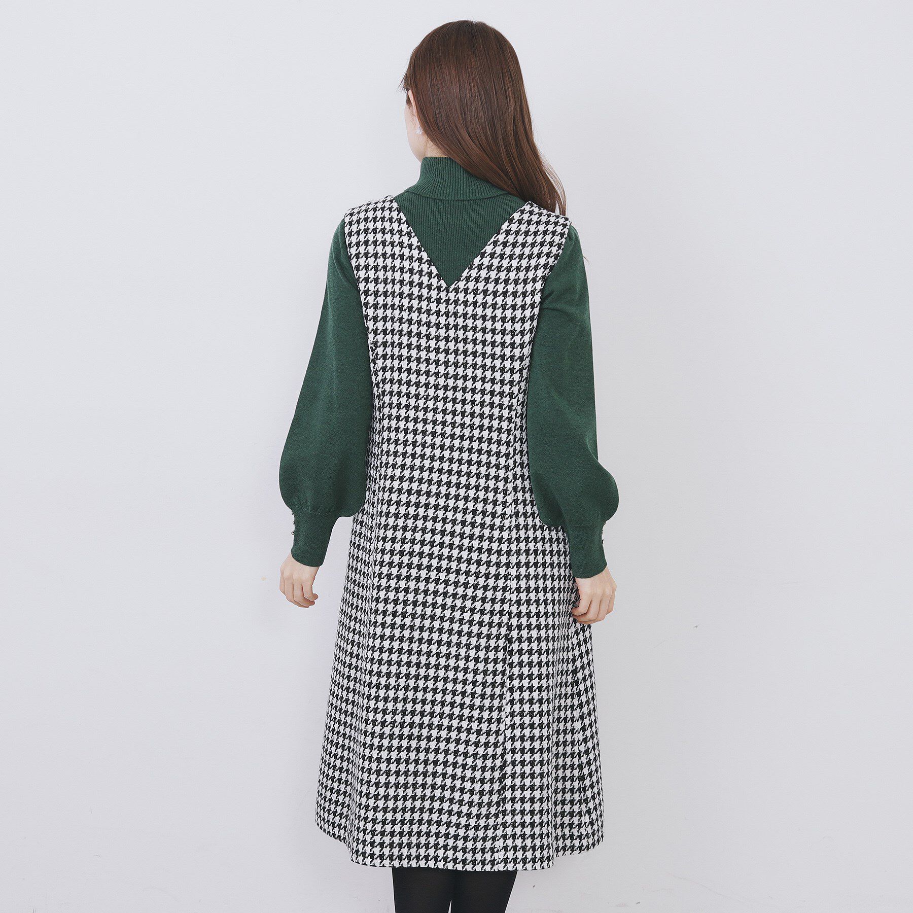 index「ラメスパンコール千鳥柄ジャンスカ【洗濯機OK/イージーアイロン】」|ワンピース|