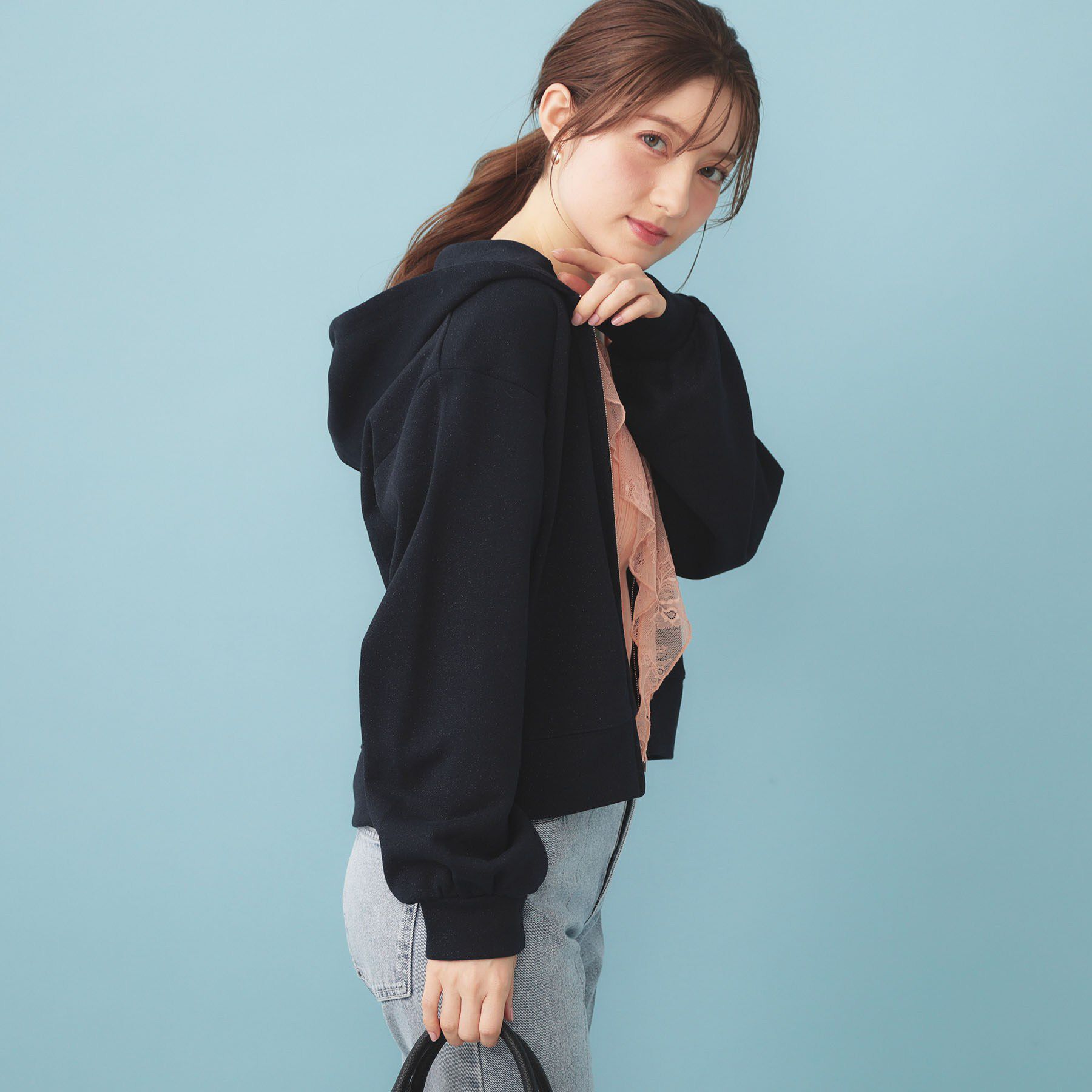 index「ラメ裏毛コンパクトジップパーカー【洗濯機OK】」|パーカー|