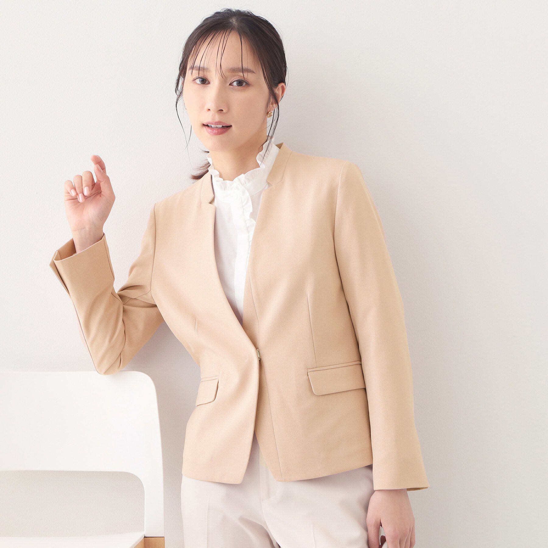 index「ノーカラージャケット/セットアップ対応可【洗える/接触冷感/吸水速乾/防シワ/ストレッチ】」|ノーカラージャケット|