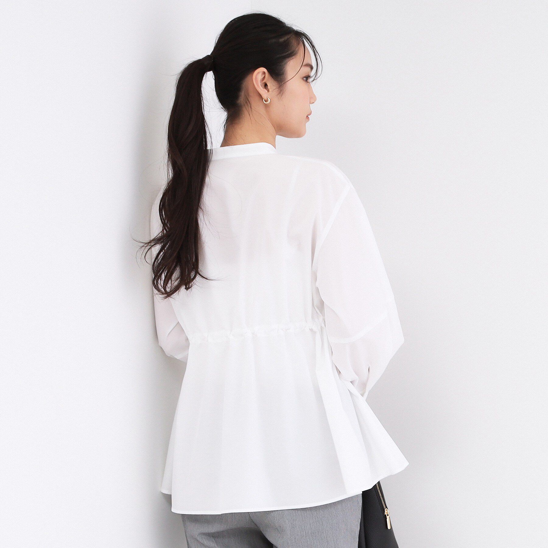 OPAQUE.CLIP「ストライプペプラムデザインブラウス【洗濯機OK】」|シャツ・ブラウス|