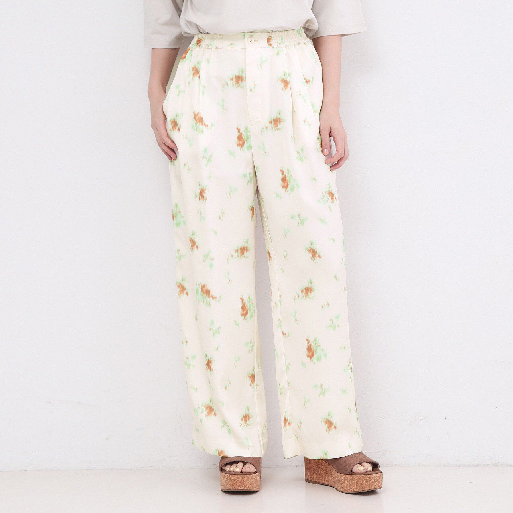 OPAQUE.CLIP「ぼかしフラワープリントワイドパンツ【洗濯機OK】」|その他|オフホワイト(103