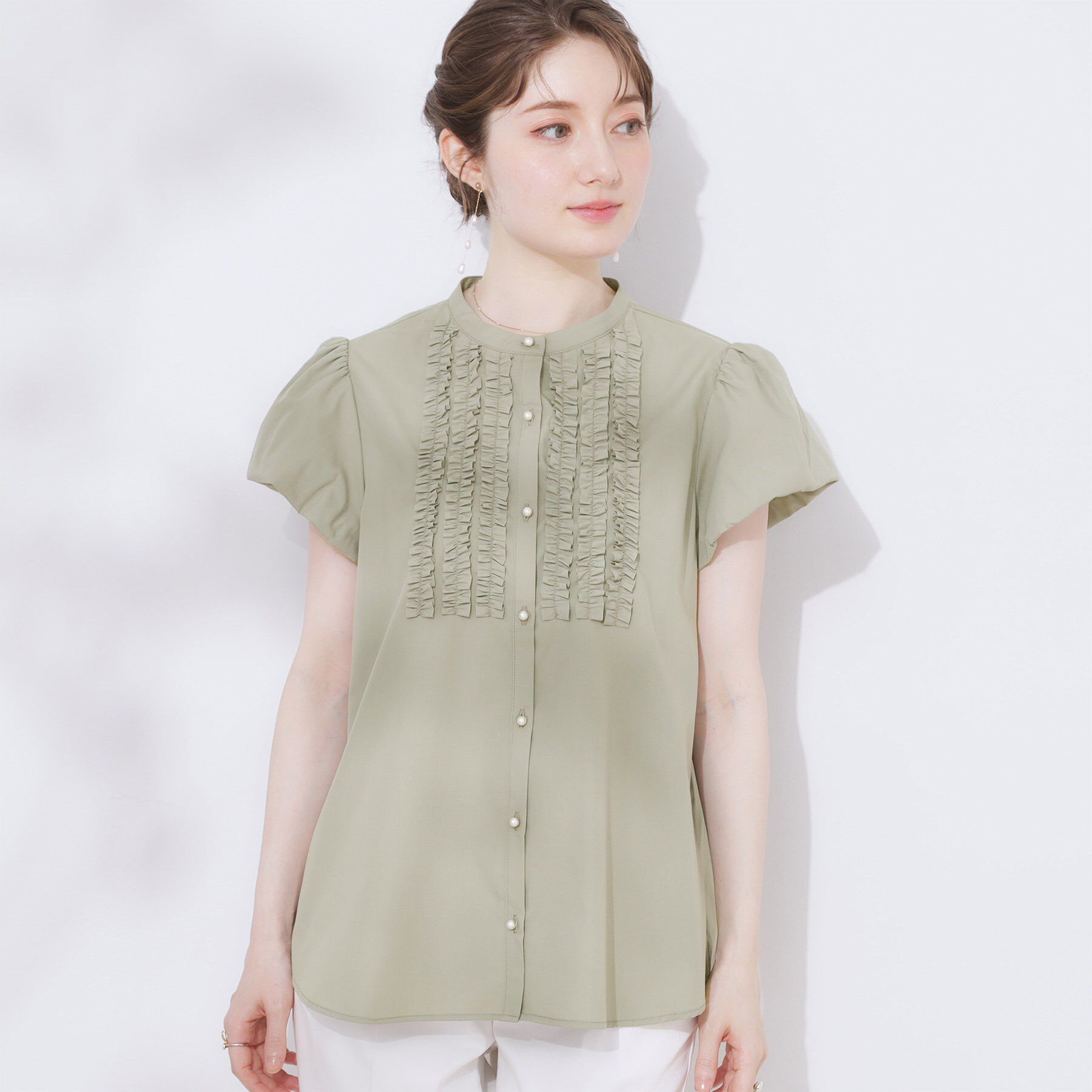 Couture broach「【大人フェミニン・華奢見え・通勤】フロントフリルシャツ」|シャツ・ブラウス|
