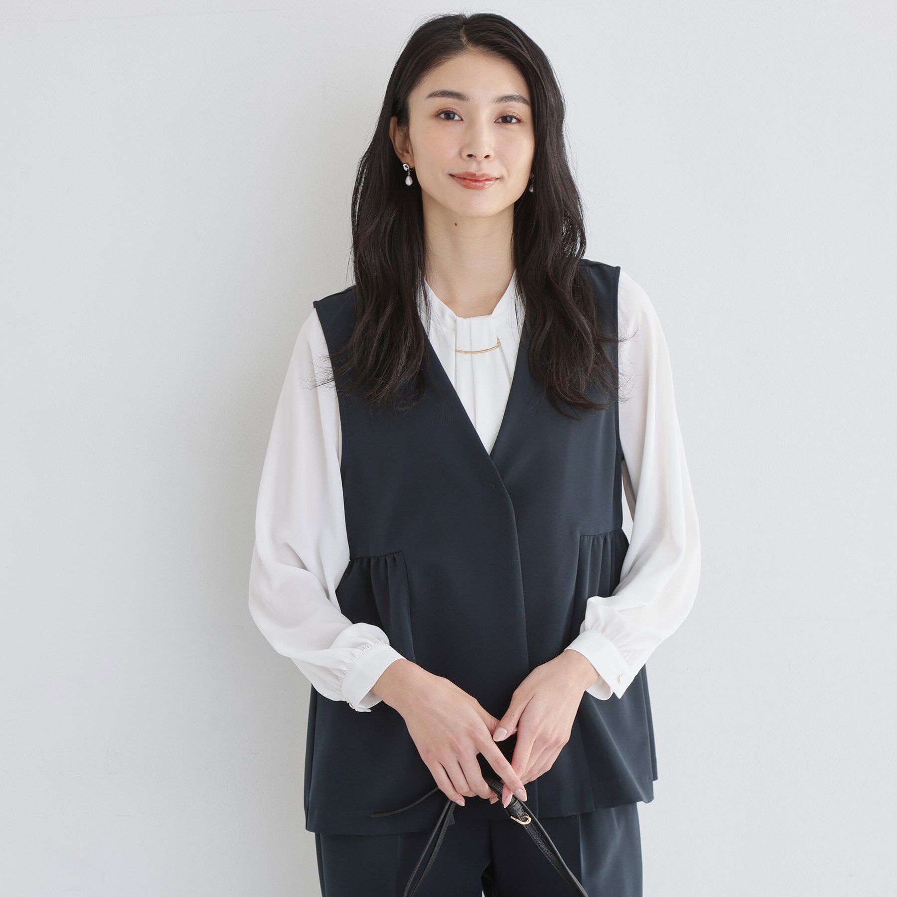 THE SHOP TK「【通勤・セレモニー】ダブルクロス ペプラムジレ/セットアップ可」|ベスト・ジレ|