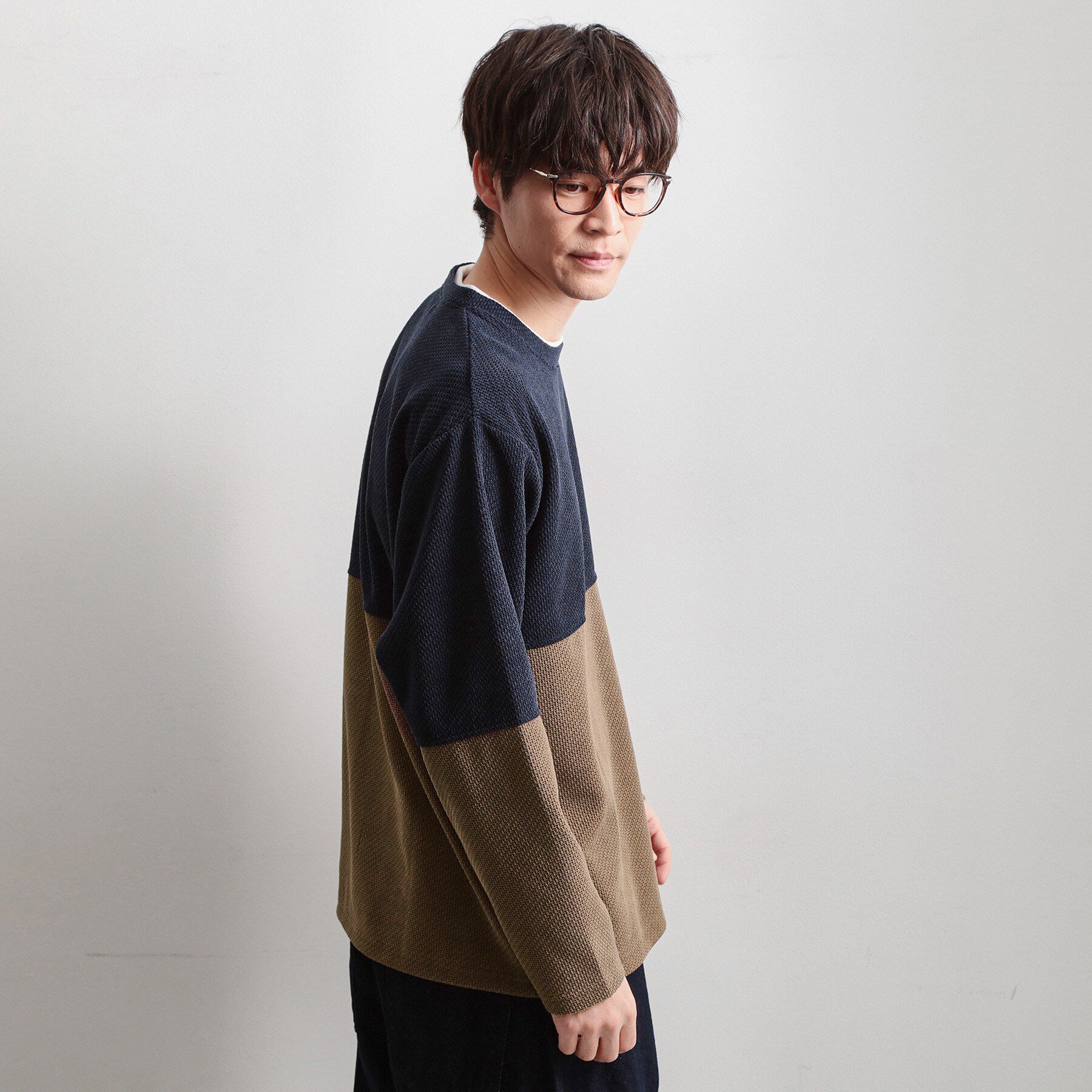 THE SHOP TK「バイカラー モール風長袖Tシャツ」|Tシャツ・カットソー|